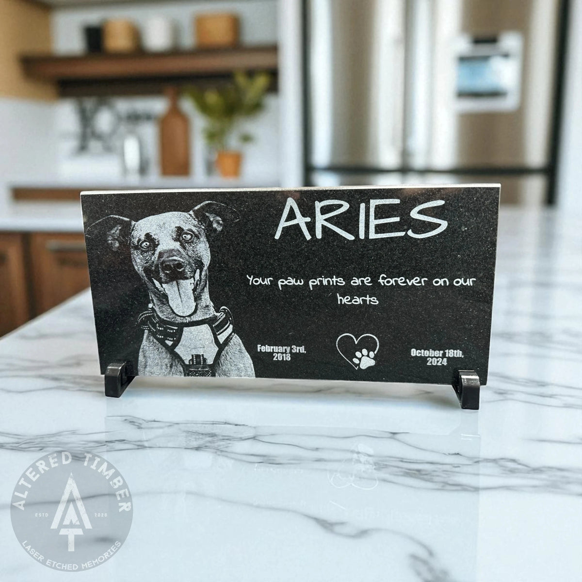 Large Granite Memorial with Personal Photo - Altered Timber