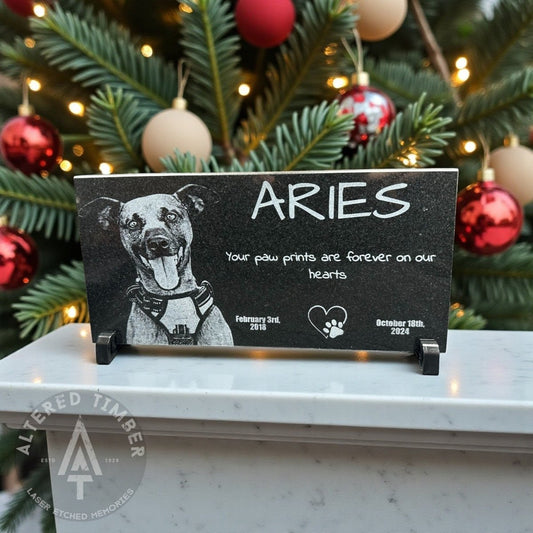 Large Granite Memorial with Personal Photo - Altered Timber