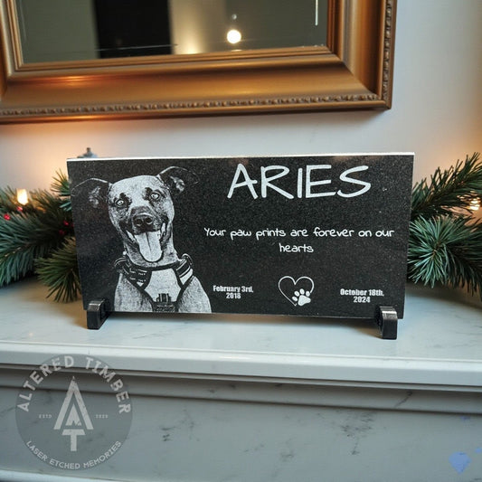 Large Granite Memorial with Personal Photo - Altered Timber