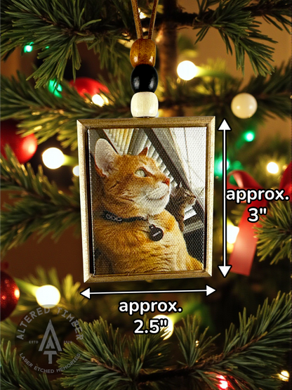 Mini Canvas Pet Portrait Ornament - Altered Timber
