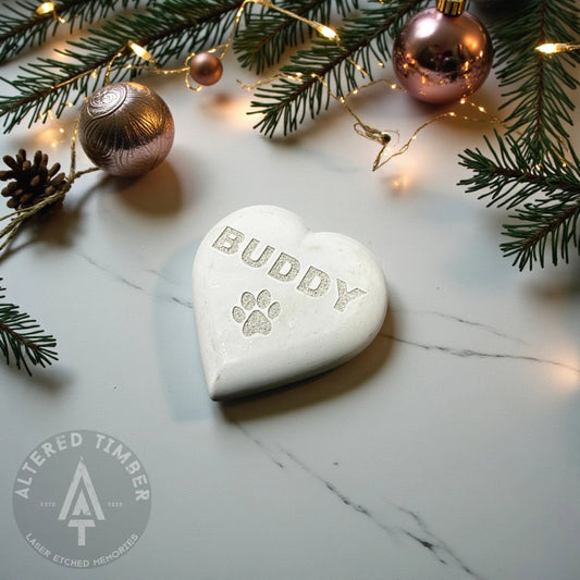 Personalized Concrete Heart Memorial - Altered Timber