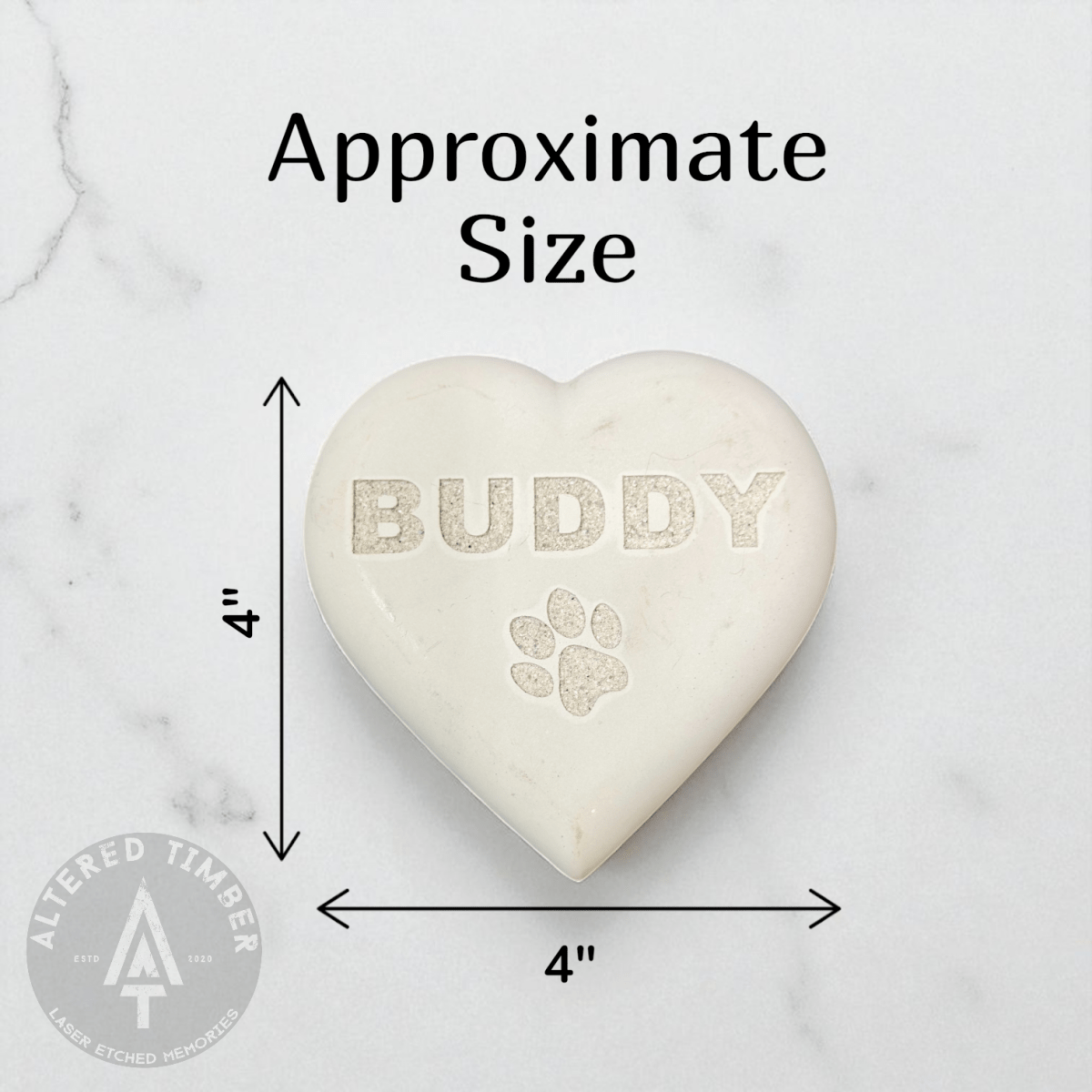 Personalized Concrete Heart Memorial - Altered Timber