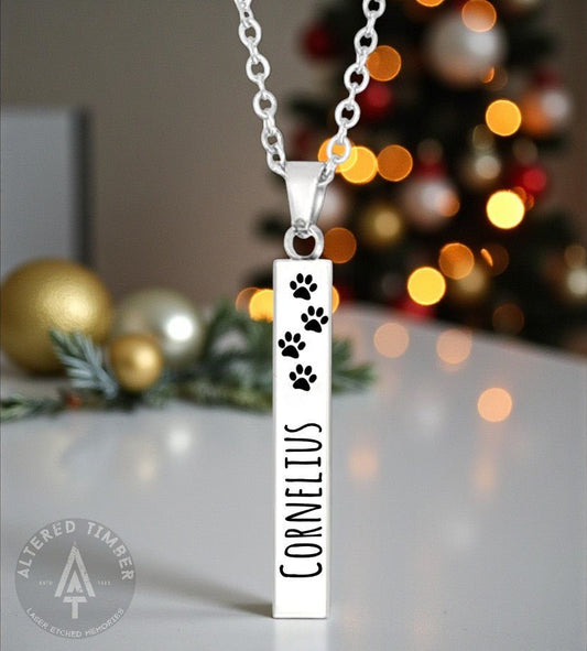 Personalized "Forever Loved" Stainless Bar Necklace - Altered Timber