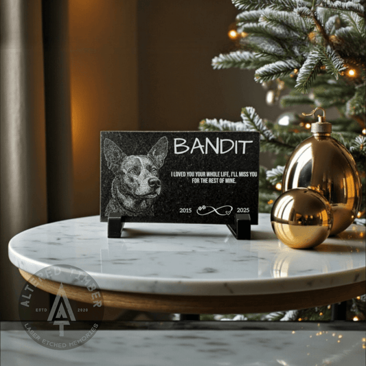 Small Granite Memorial with Clipart Image - Altered Timber