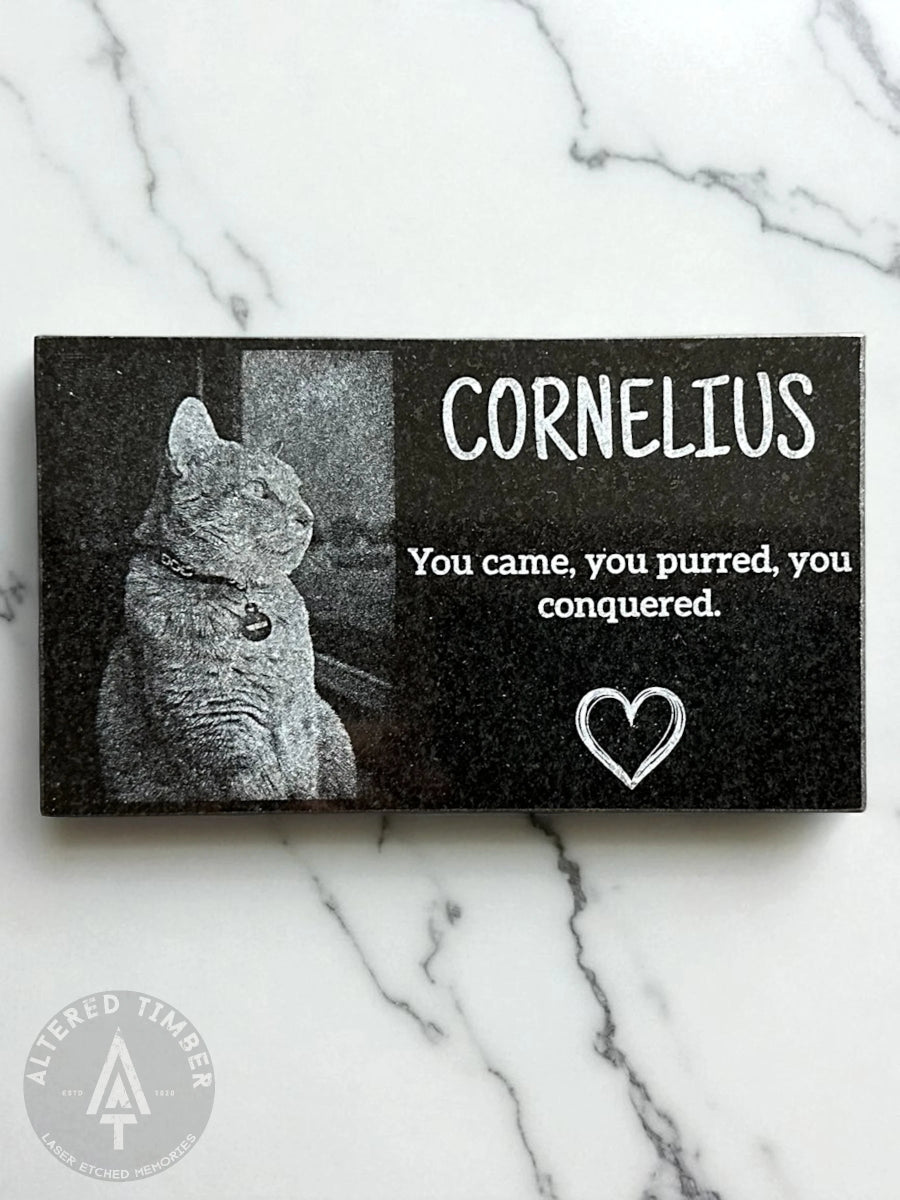 Small Granite Memorial with Personal Photo - Altered Timber