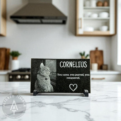 Small Granite Memorial with Personal Photo - Altered Timber