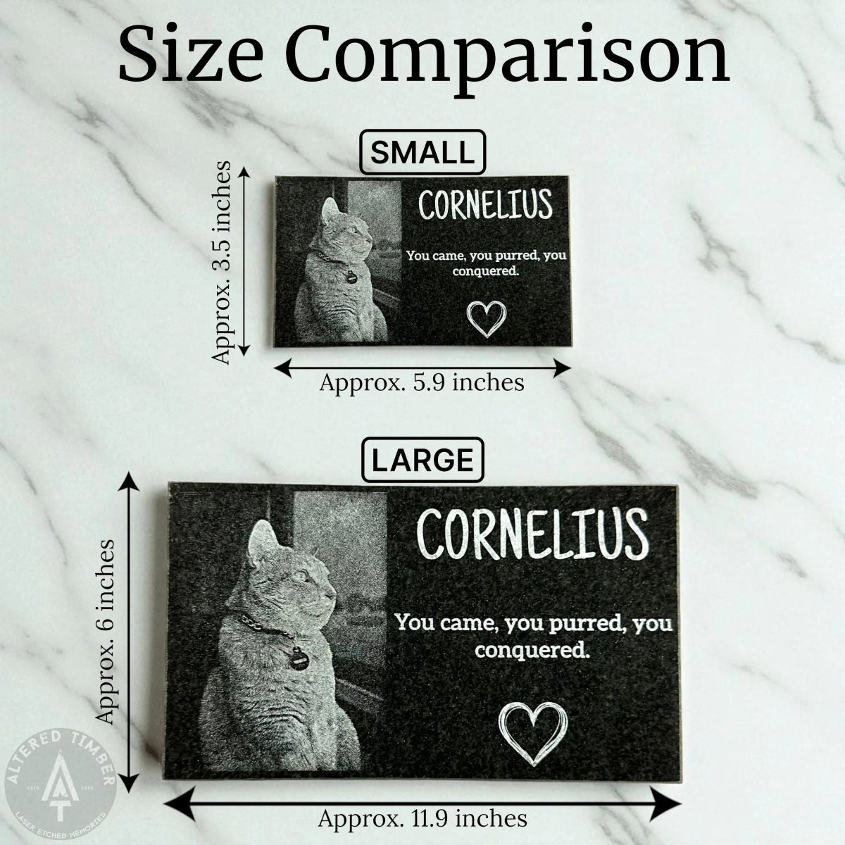 Small Granite Memorial with Personal Photo - Altered Timber