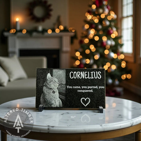 Small Granite Memorial with Personal Photo - Altered Timber